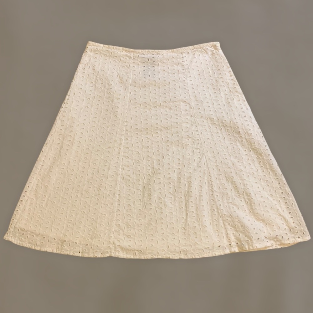 George A-Line Eyelet White Skirt